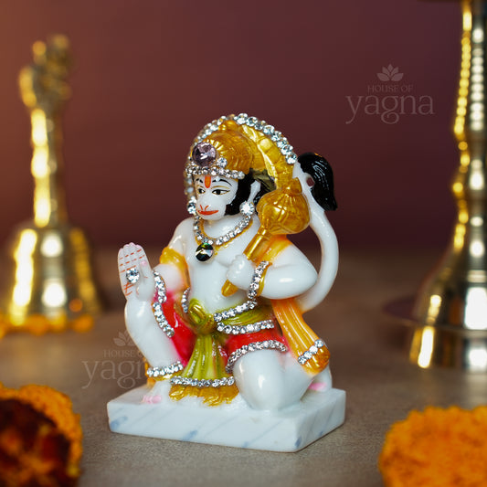 Marble Dust Hanuman Idol – Handcrafted & Sacred