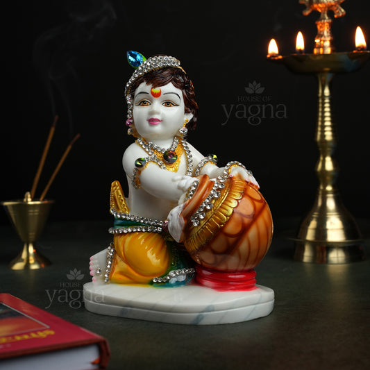 Bal Gopal Idol for Home Temple – White Marble Dust