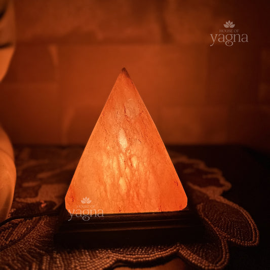 Natural Rock Salt Pyramid Shaped Lamp