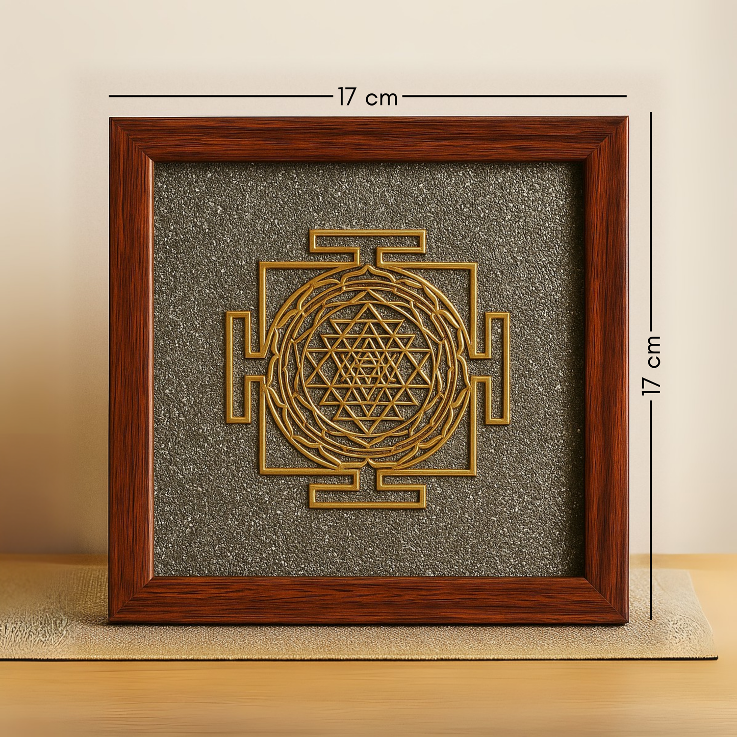 Sri Yantra in Pyrite Stone Wooden Frame