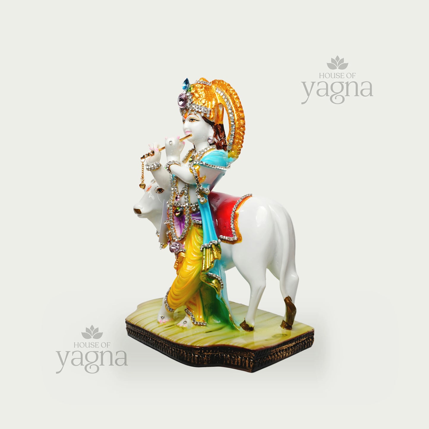 Krishna with Cow Idol – Symbol of Divine Compassion & Harmony