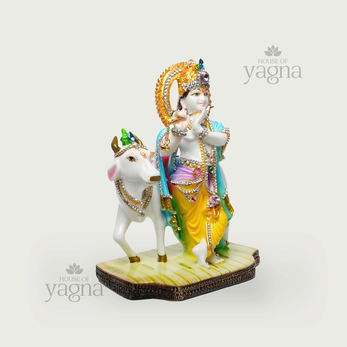 Krishna with Cow Idol – Symbol of Divine Compassion & Harmony