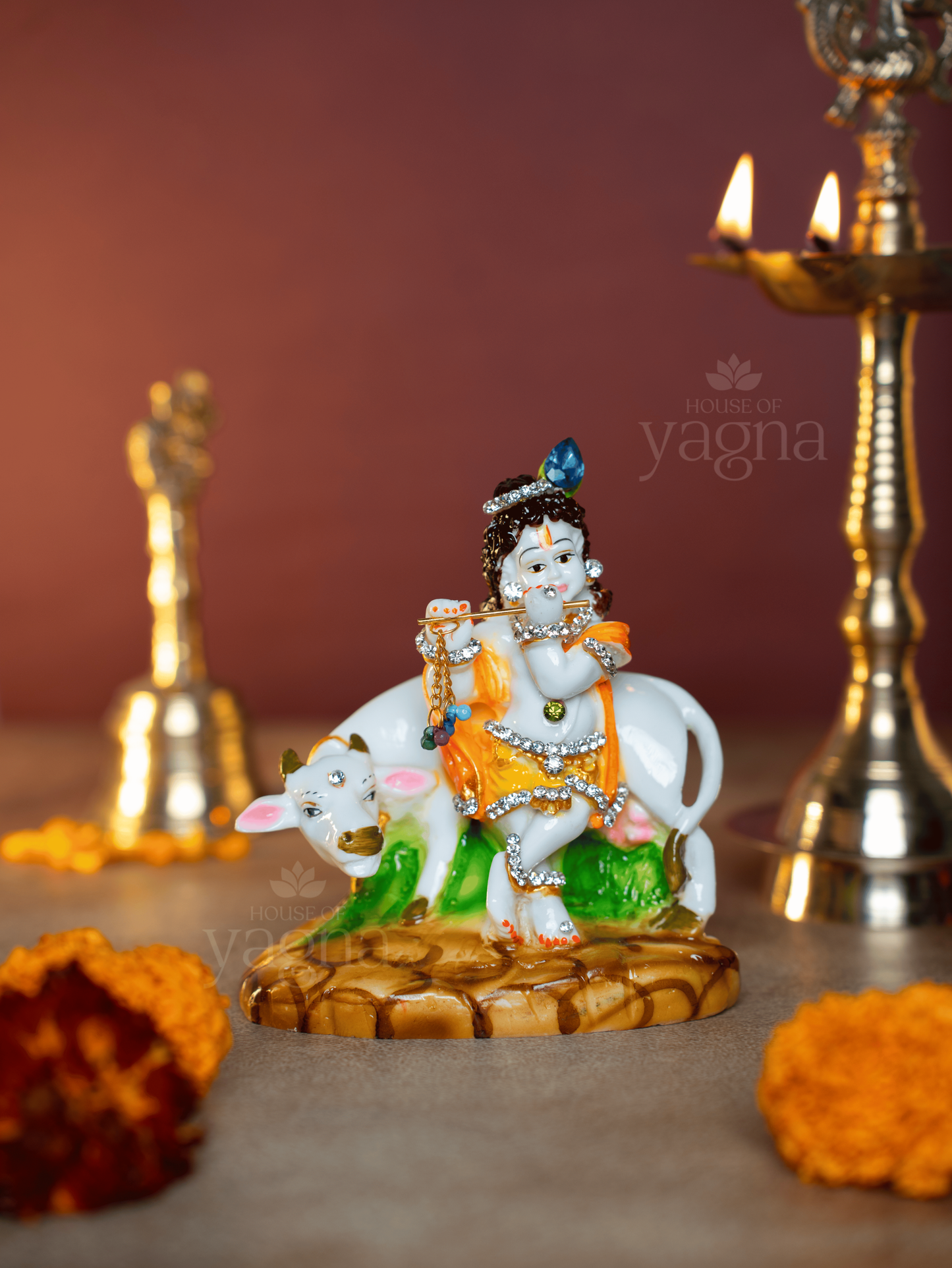 Lord Krishna with Cow – Statue for Calm & Connection