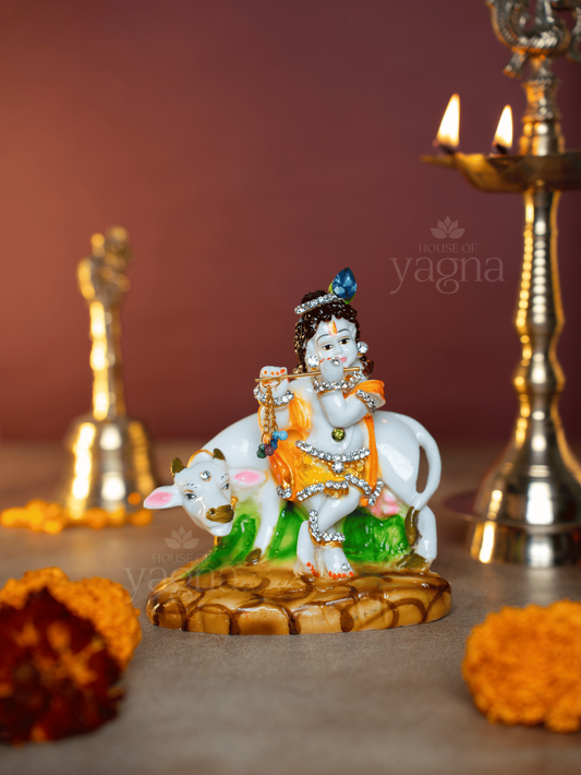 Lord Krishna with Cow – Statue for Calm & Connection