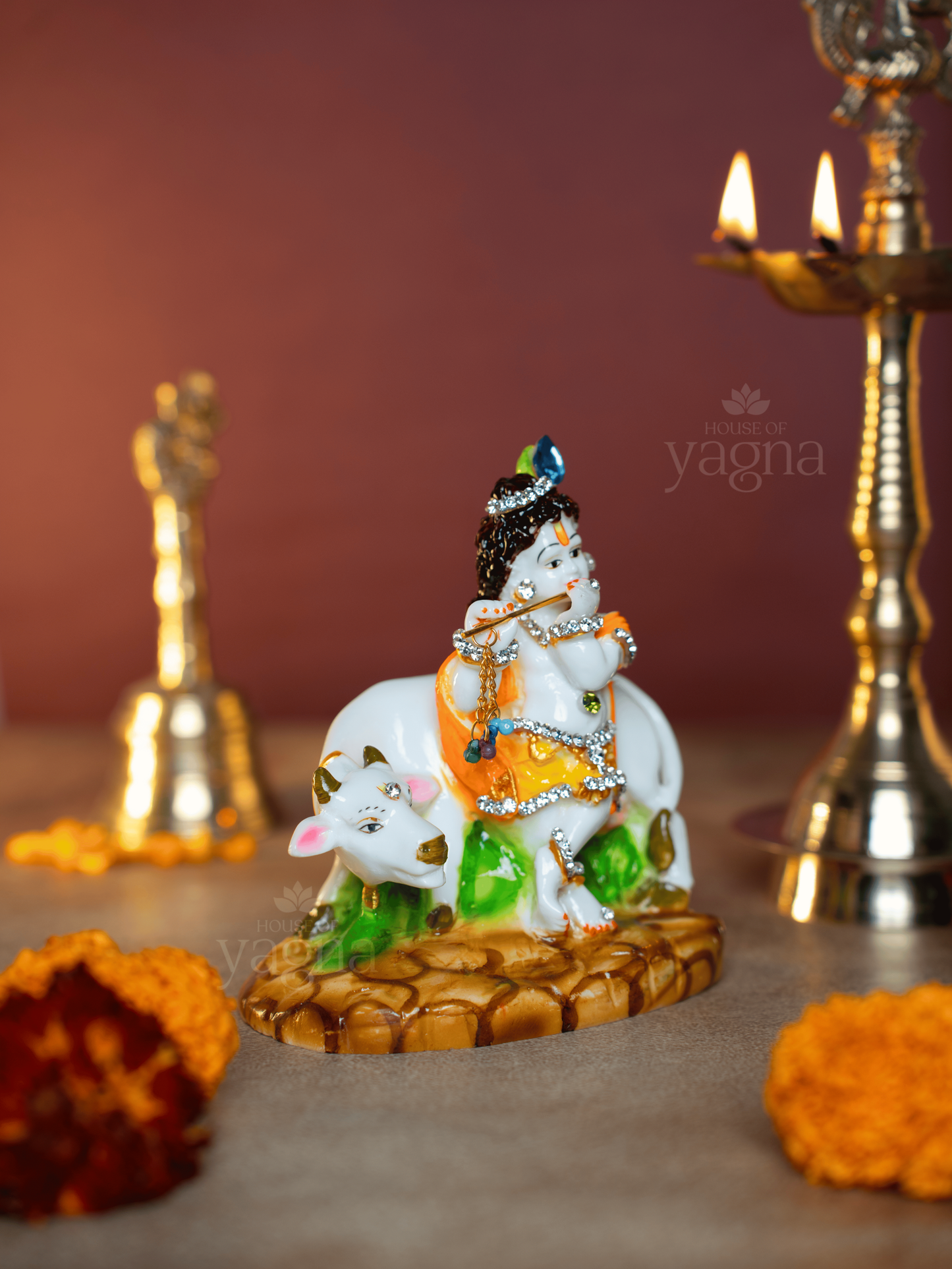 Lord Krishna with Cow – Statue for Calm & Connection