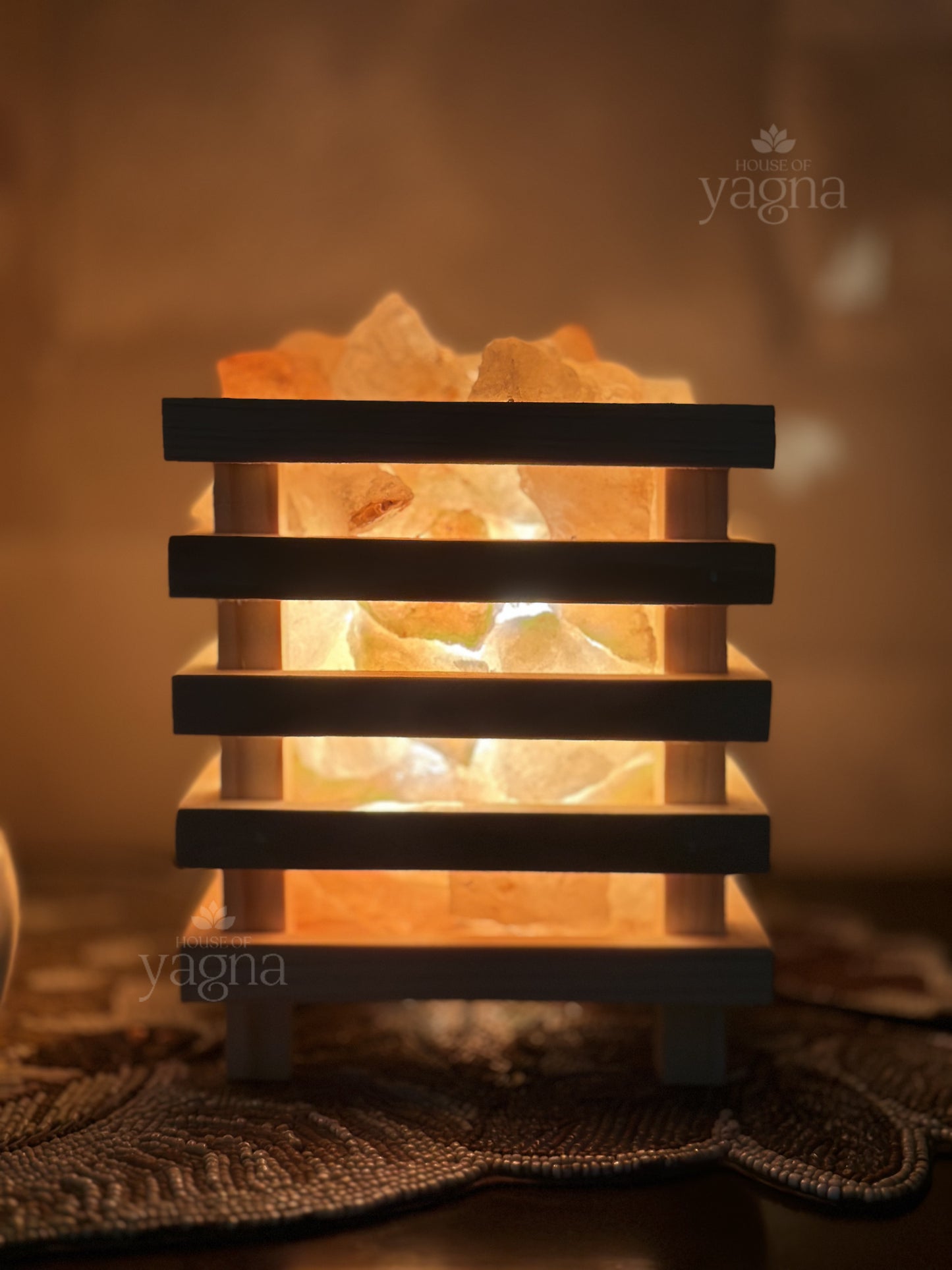 Natural Rock Salt Basket Lamp