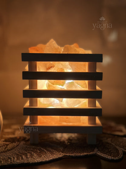 Natural Rock Salt Basket Lamp
