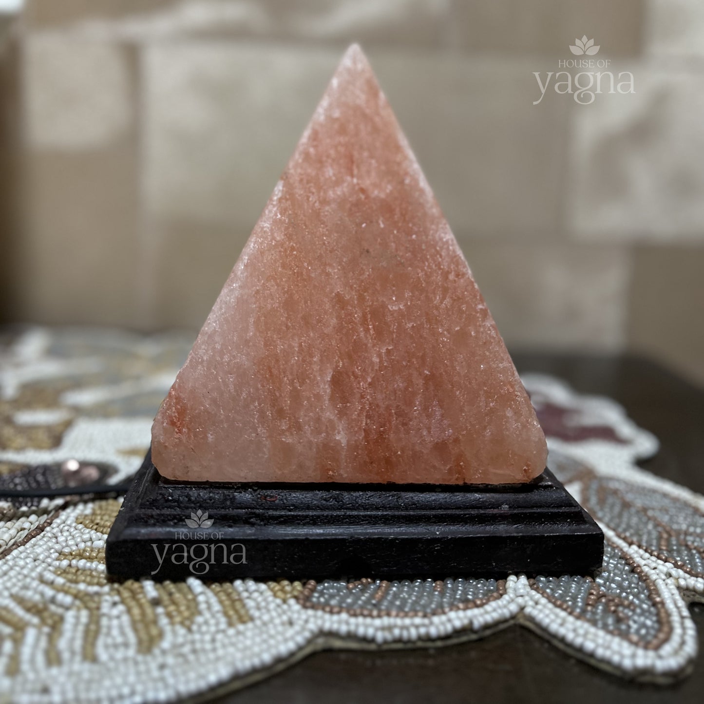 Natural Rock Salt Pyramid Shaped Lamp