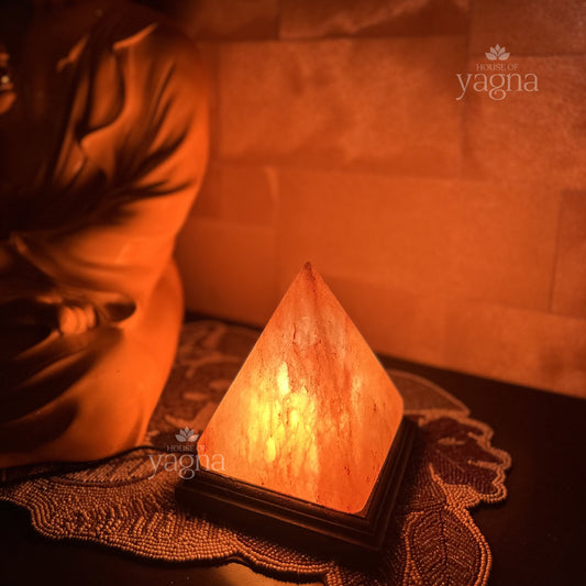 Natural Rock Salt Pyramid Shaped Lamp