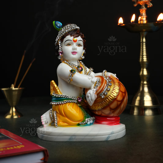 Bal Gopal Idol for Home Temple – White Marble Dust